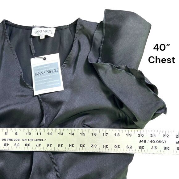 Hanna Nikole Plus Size 16W Flutter Sleeve Black Ruffle Layered Belted Dress NWT - Picture 9 of 10